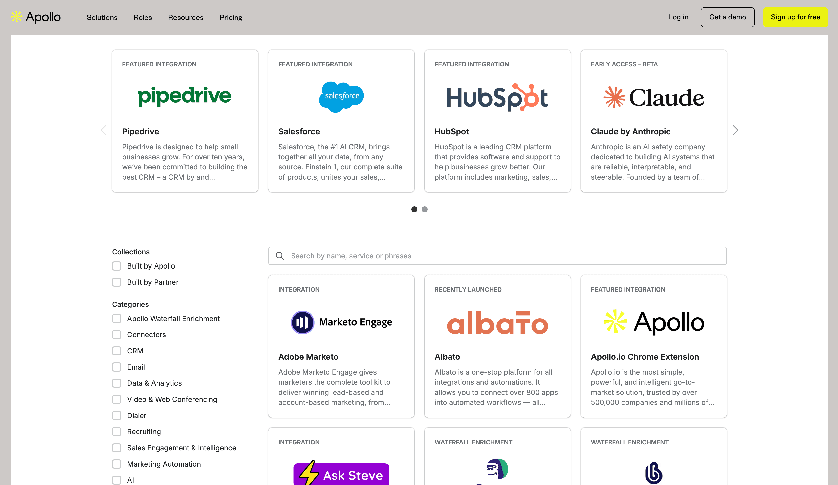 Apollo integrations screenshot