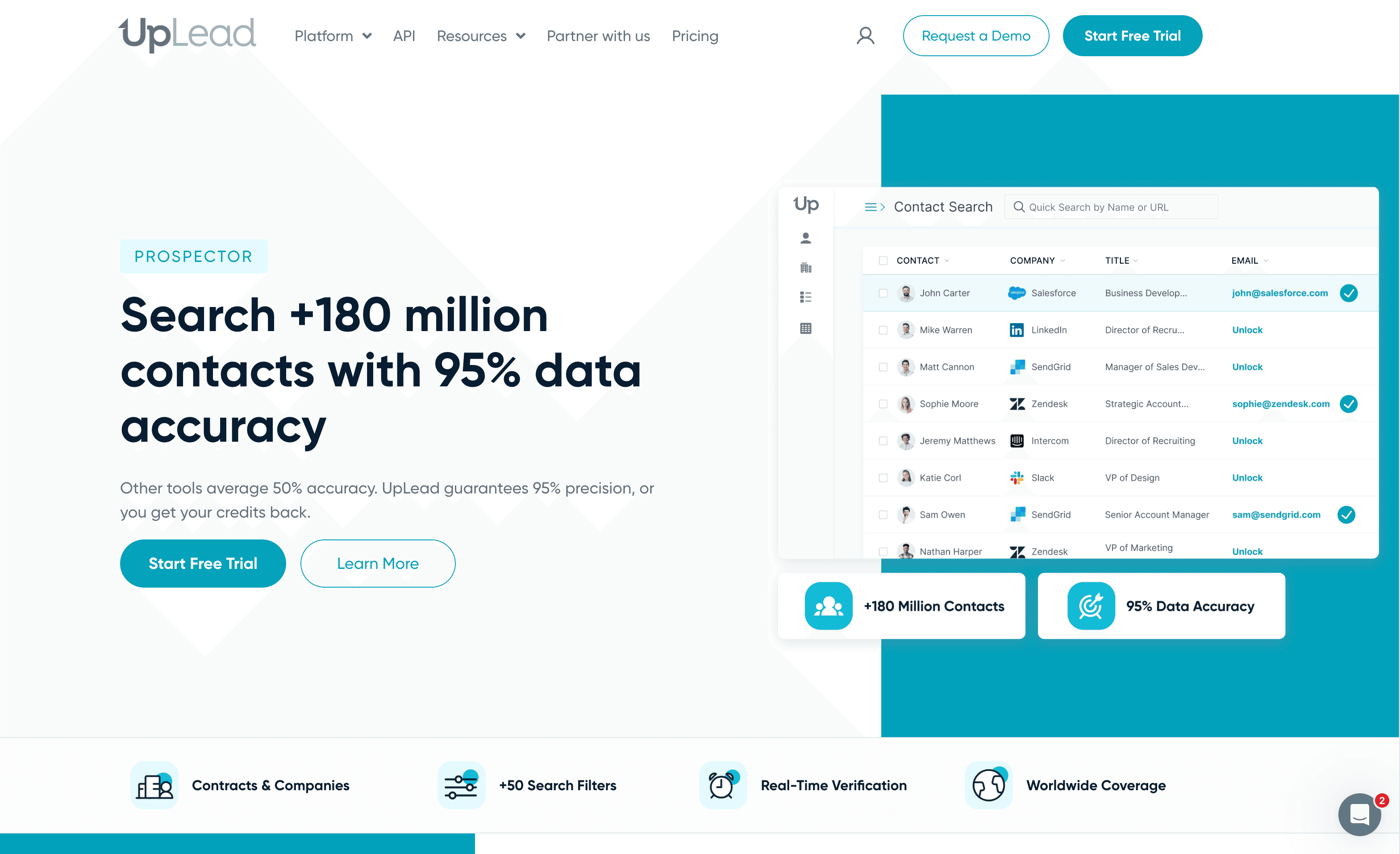 UpLead platform screenshot